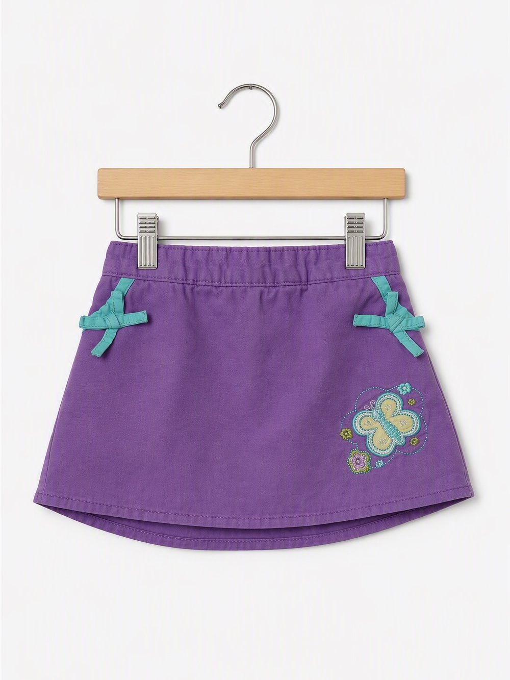 Vintage Y2K b.u.m. equipment Purple Mint Butterfly Embroidered Twill Skort 6M